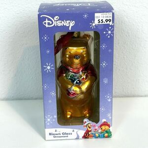 Vintage Disney Winnie the Pooh 5” Blown Glass Christmas Ornament 90s IOP